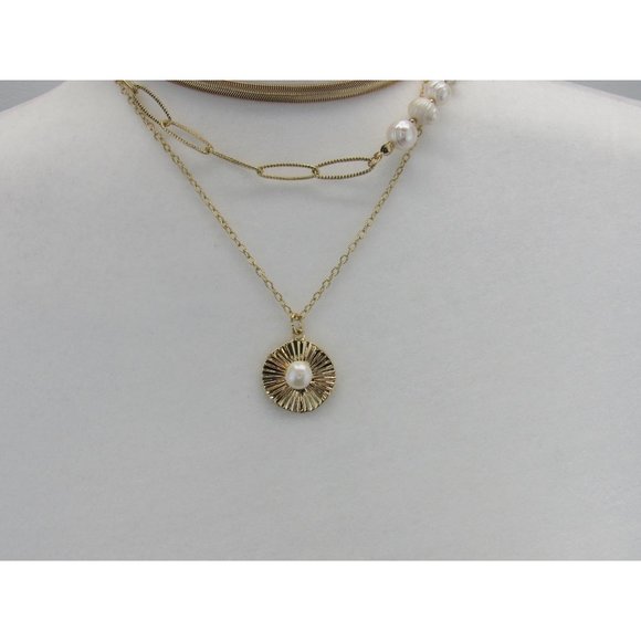 EXPRESS LAYERED PEARL CHAIN NECKLACE - Picture 3 of 5